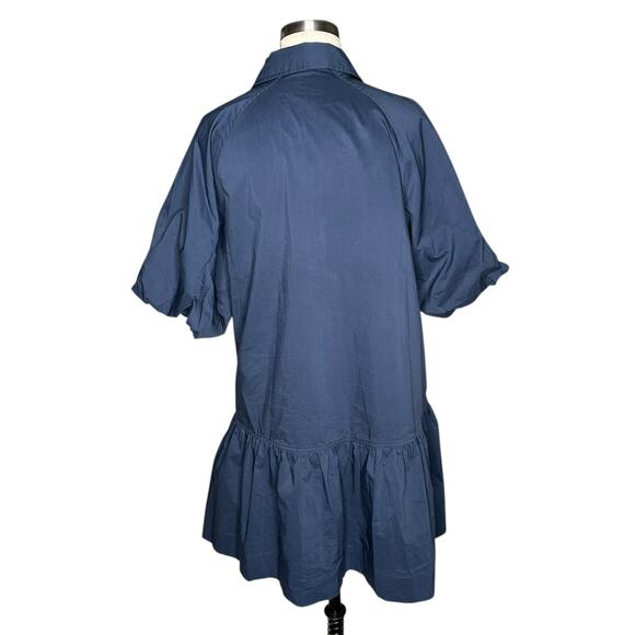 SIMKHAI Midnight Navy Blue Crissy Dress Balloon Sleeve Mini Dress Women's Small - Picture 4 of 12